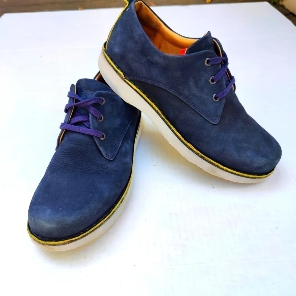 Samuel Hubbard Mens Oxford  Blue Nubuck Leather Laceup VIBRAM Sole Shoes Sz 10.5